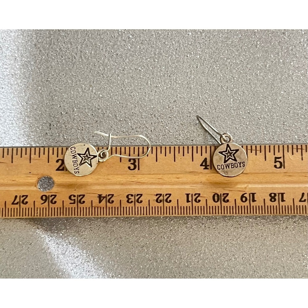 Sterling Silver Dallas Cowboys NFL Football Team Texas Star Stamped Earrings-New - Picture 9 of 10